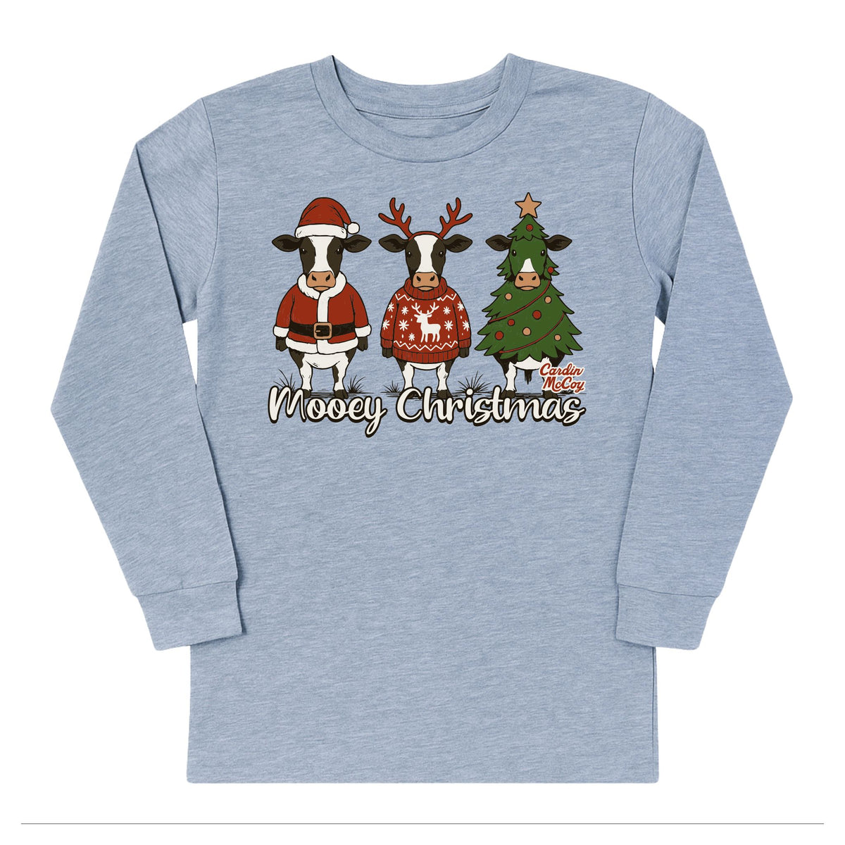 Kids' Mooey Christmas Front Long-Sleeve Tee Long Sleeve T-Shirt Cardin McCoy Heather Gray XXS (2/3) No Pocket