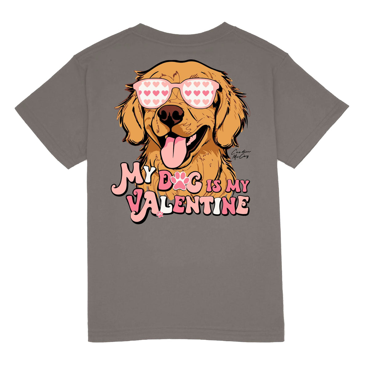 Kids' My Dog is My Valentine Short Sleeve Pocket Tee Short Sleeve T-Shirt Cardin McCoy Anchor Gray XXS (2/3) 