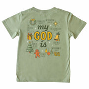 Kids' My God Is Short-Sleeve Tee Short Sleeve T-Shirt Cardin McCoy Light Olive XXS (2/3) Pocket
