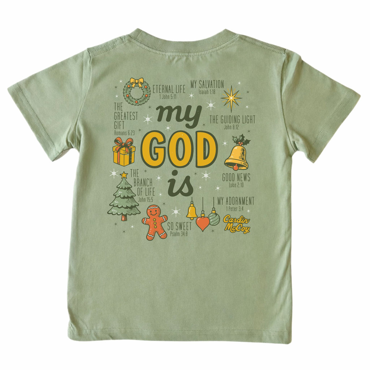 Kids' My God Is Short-Sleeve Tee Short Sleeve T-Shirt Cardin McCoy Light Olive XXS (2/3) Pocket