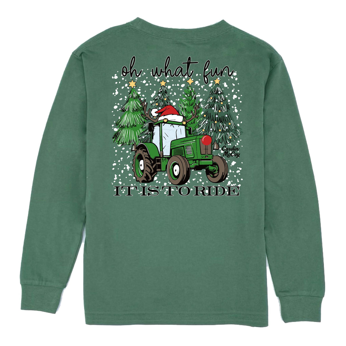 Kids' Oh What Fun Christmas Long-Sleeve Tee Long Sleeve T-Shirt Cardin McCoy Dark Olive XXS (2/3) Pocket