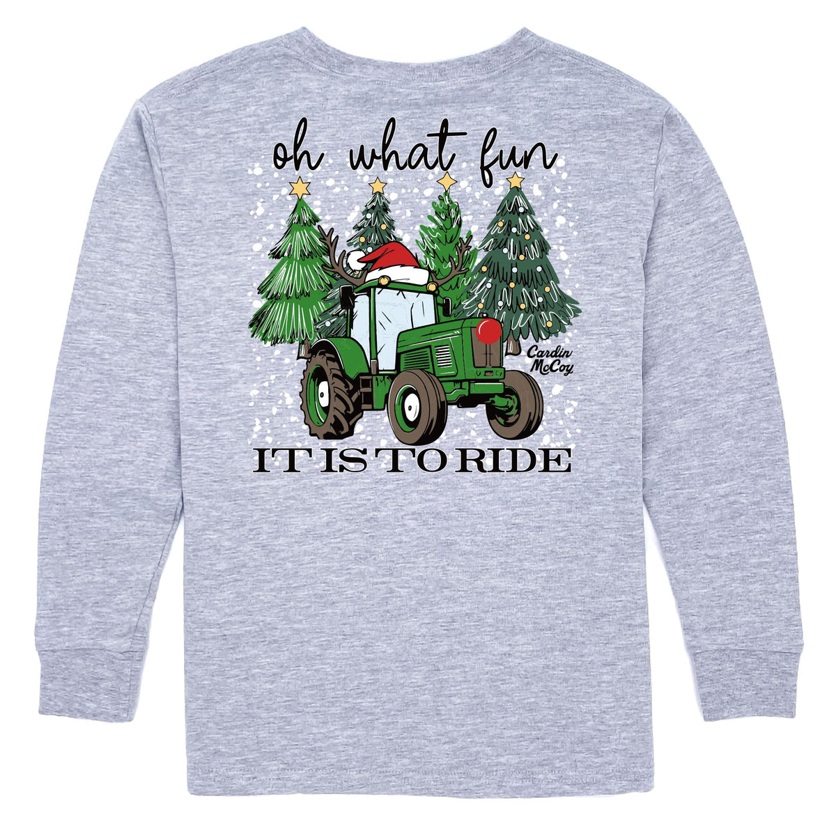 Kids' Oh What Fun Christmas Long-Sleeve Tee Long Sleeve T-Shirt Cardin McCoy Heather Gray XXS (2/3) Pocket