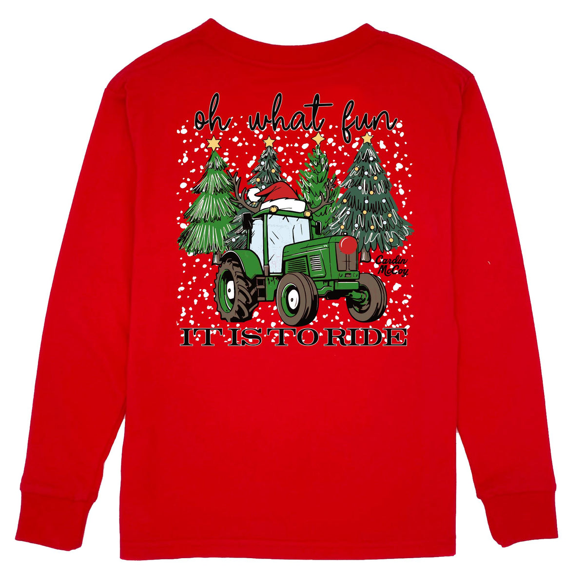 Kids' Oh What Fun Christmas Long-Sleeve Tee Long Sleeve T-Shirt Cardin McCoy Red XXS (2/3) Pocket