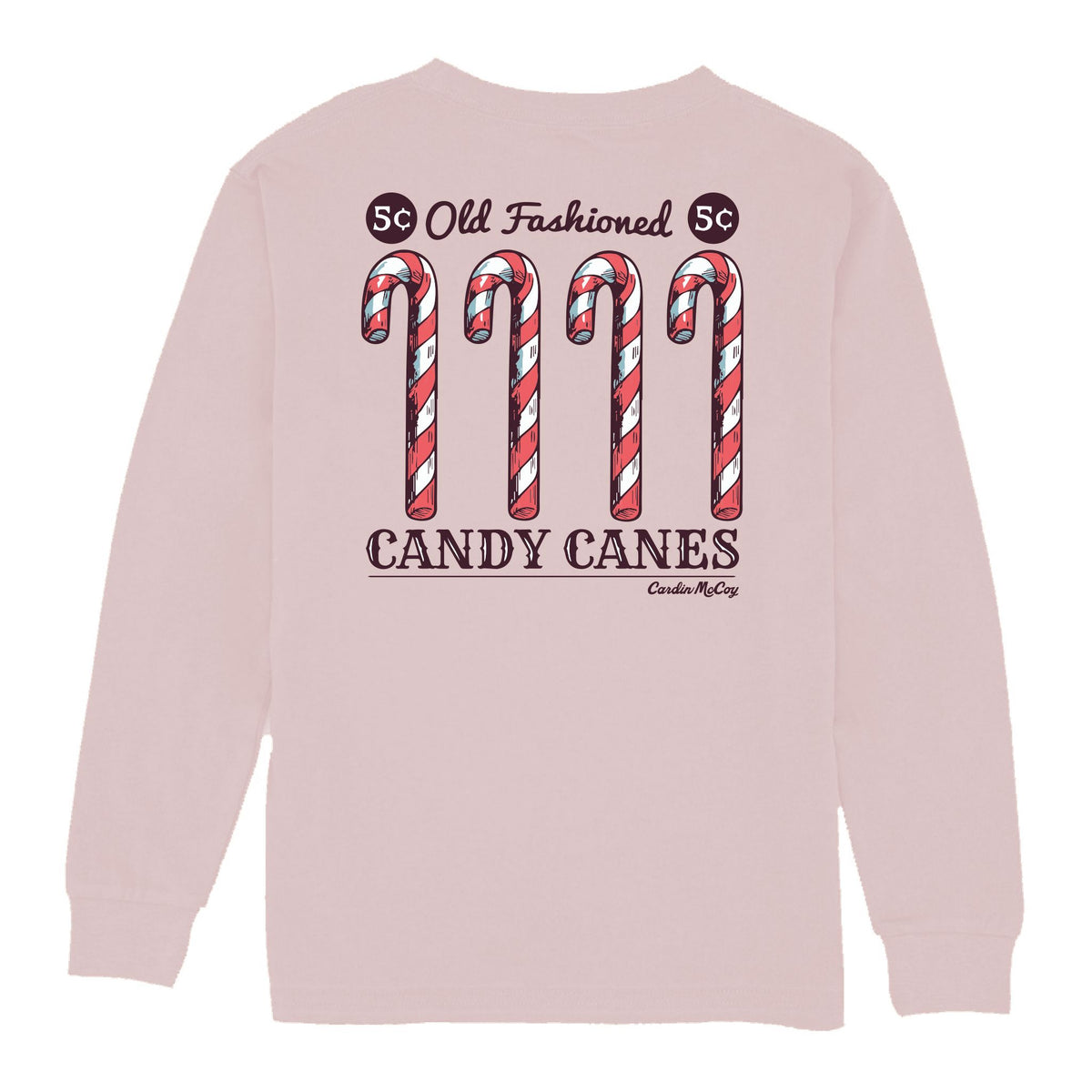 Kids' Old-Fashioned Candy Cane Long-Sleeve Tee Long Sleeve T-Shirt Cardin McCoy Light Pink XXS (2/3) Pocket