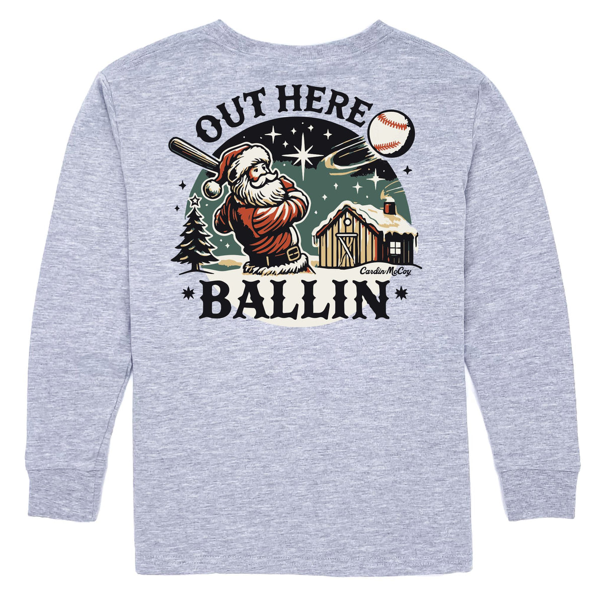 Kids' Out Here Ballin' Long-Sleeve Tee Long Sleeve T-Shirt Cardin McCoy Heather Gray XXS (2/3) Pocket