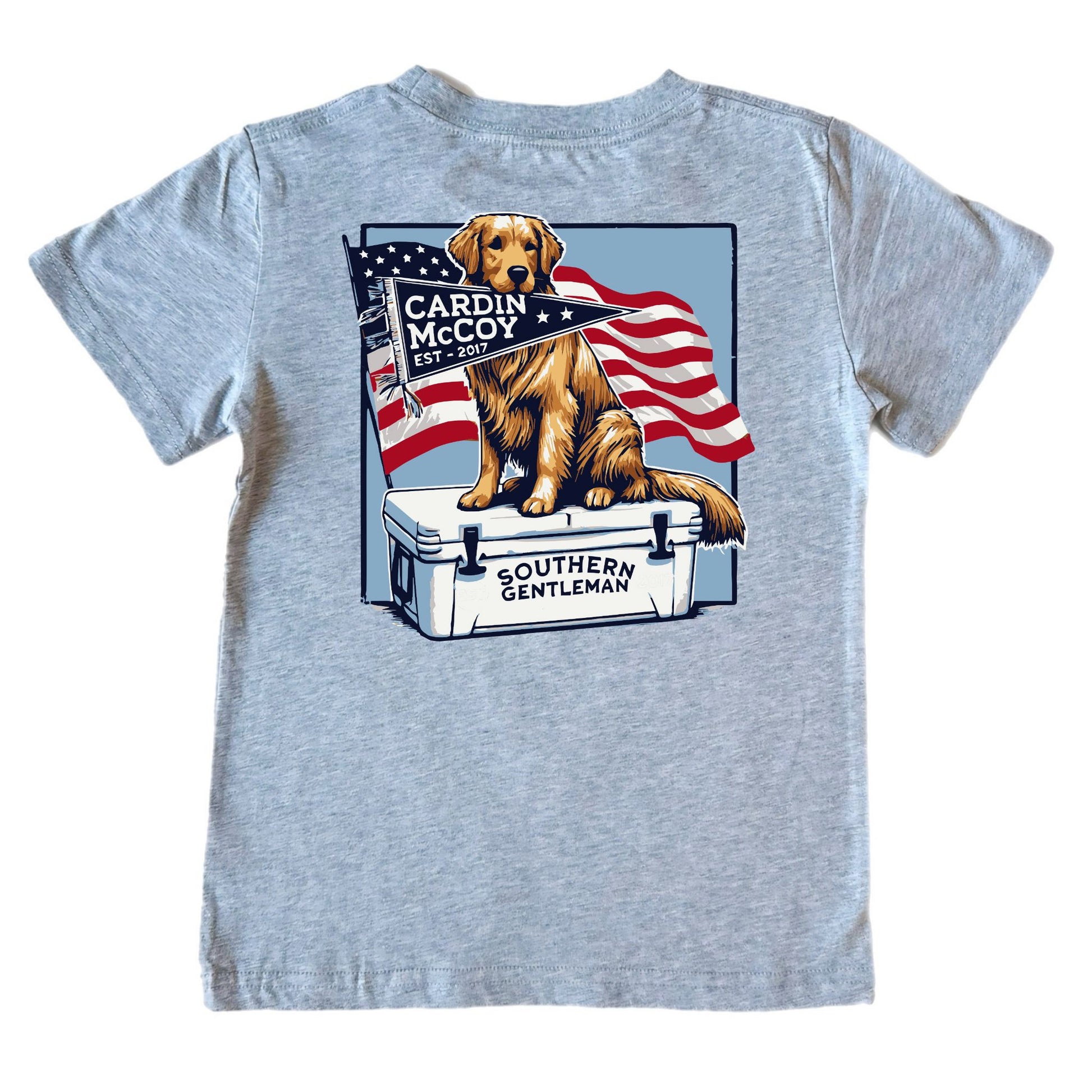Kids' Patriotic Southern Gentleman Short-Sleeve Tee Short Sleeve T-Shirt Cardin McCoy Heather Gray XXS (2/3) Pocket