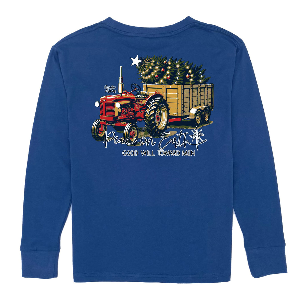 Kids' Peace On Earth Long-Sleeve Tee Long Sleeve T-Shirt Cardin McCoy Blue XXS (2/3) Pocket