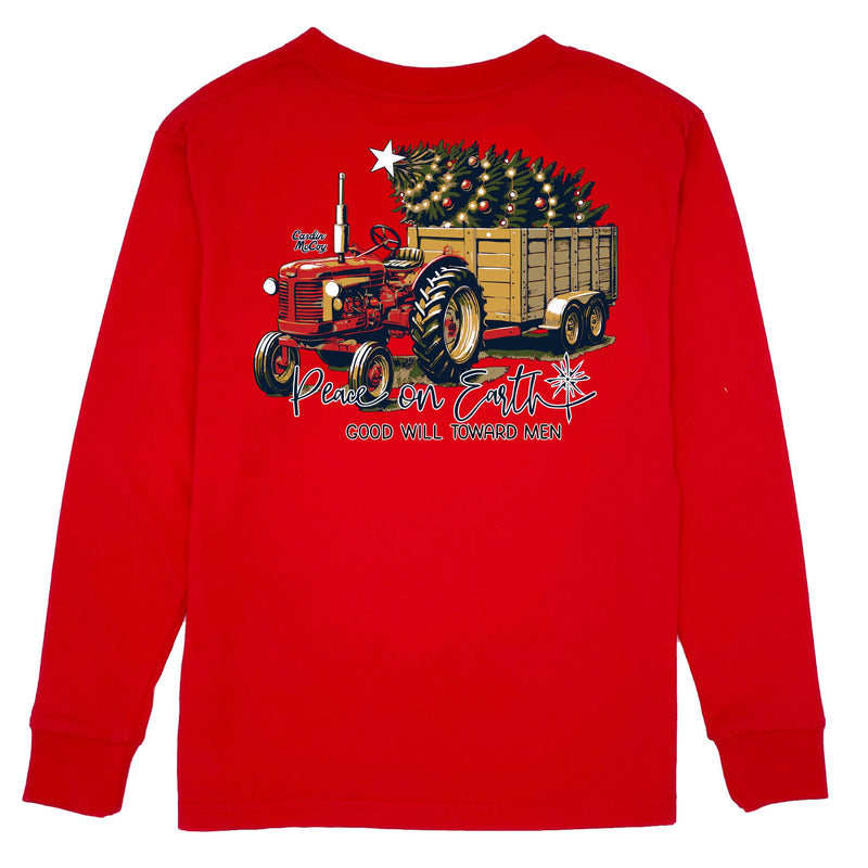 Kids' Peace On Earth Long-Sleeve Tee Long Sleeve T-Shirt Cardin McCoy Red XXS (2/3) Pocket
