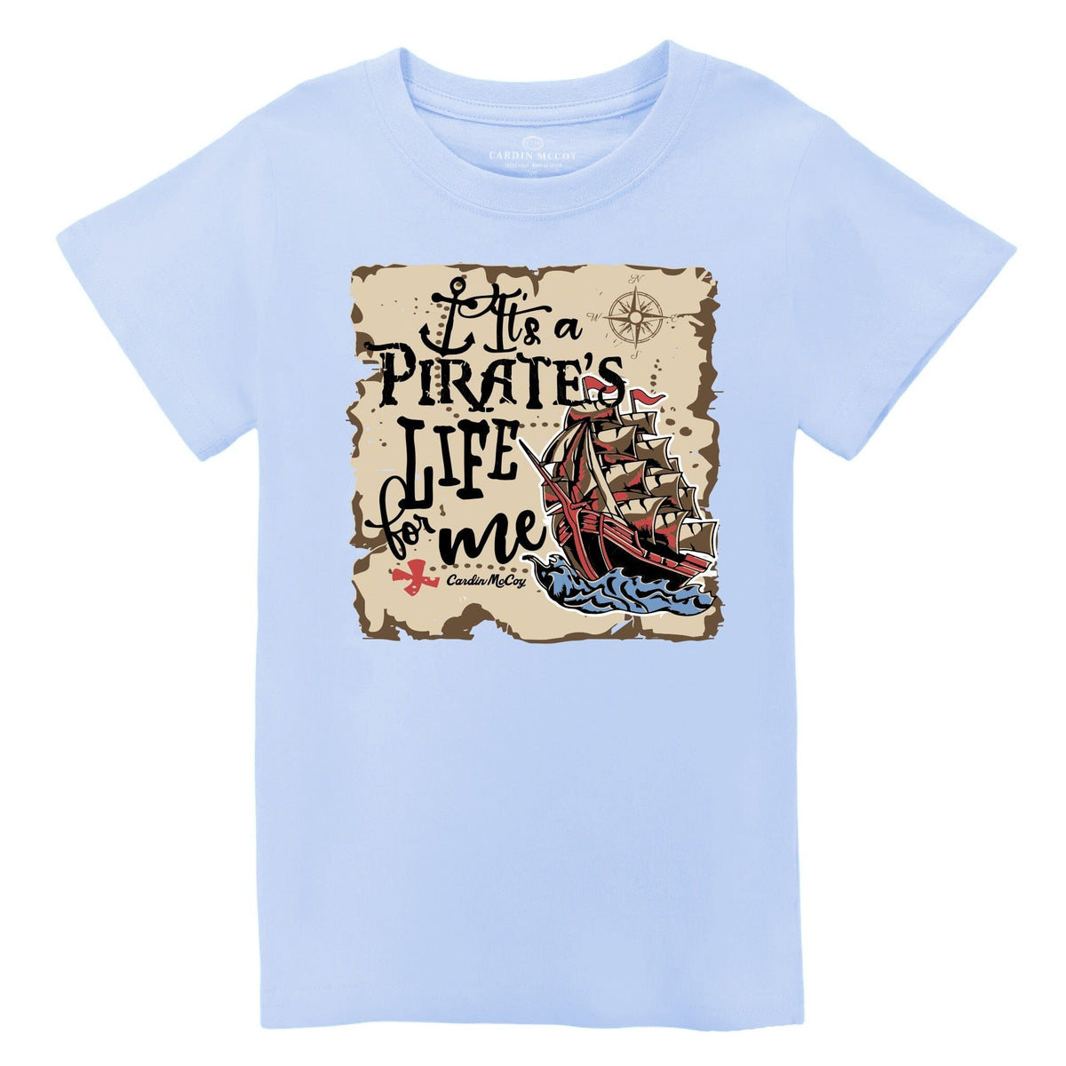 Kids' Pirates Life Front Short Sleeve Pocket Tee Short Sleeve T-Shirt Cardin McCoy Light Blue No Pocket XXS (2/3) 