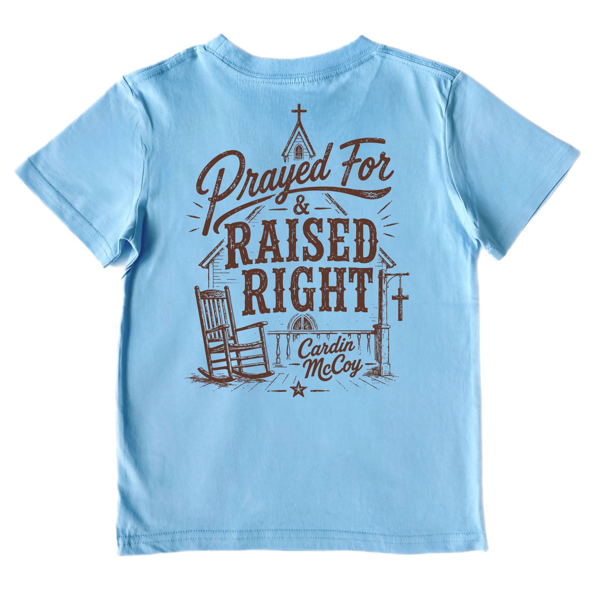 Kids' Prayed For Short-Sleeve Tee Short Sleeve T-Shirt Cardin McCoy Light Blue XXS (2/3) Pocket