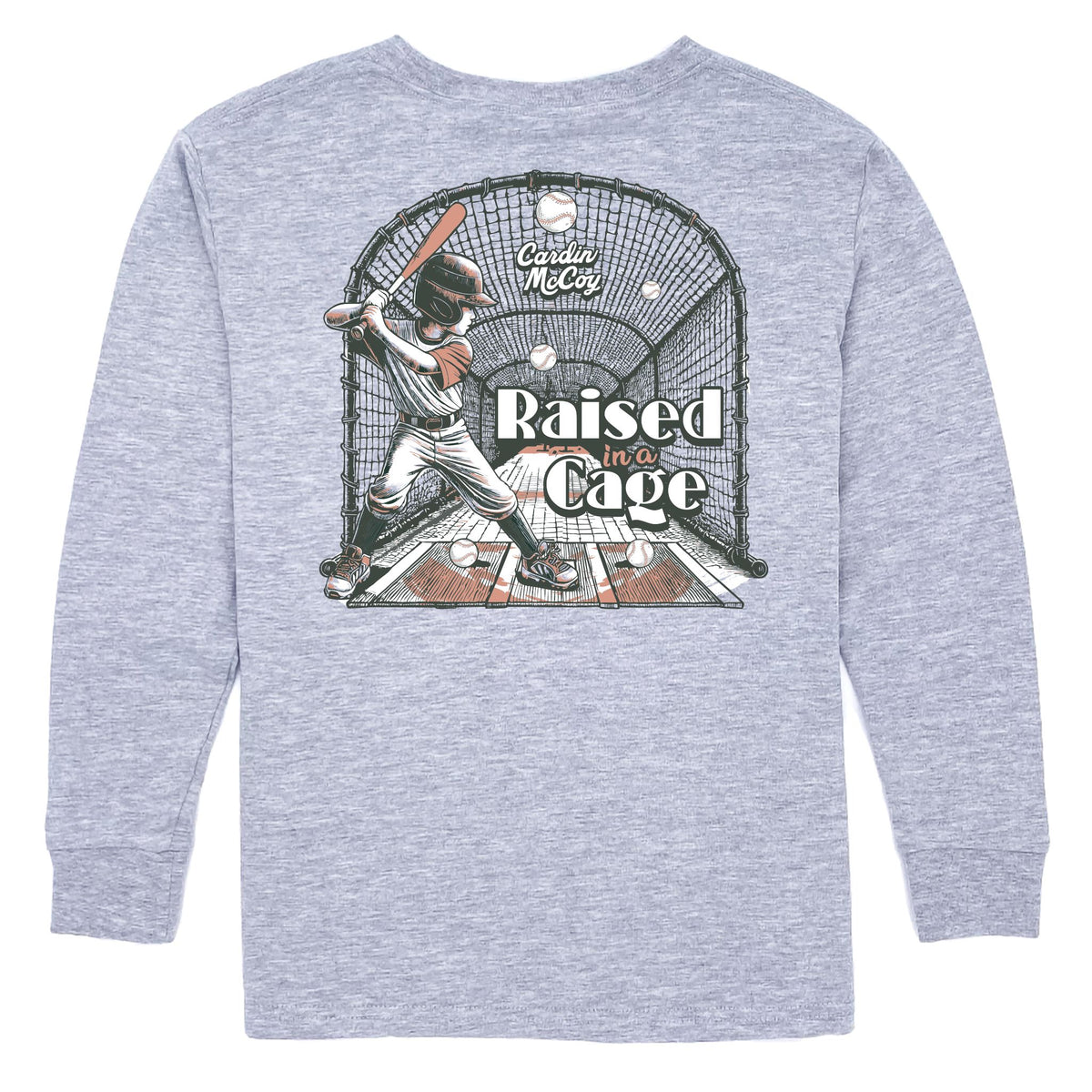 Kids' Raised in a Cage Long-Sleeve Tee Long Sleeve T-Shirt Cardin McCoy Heather Gray XXS (2/3) Pocket