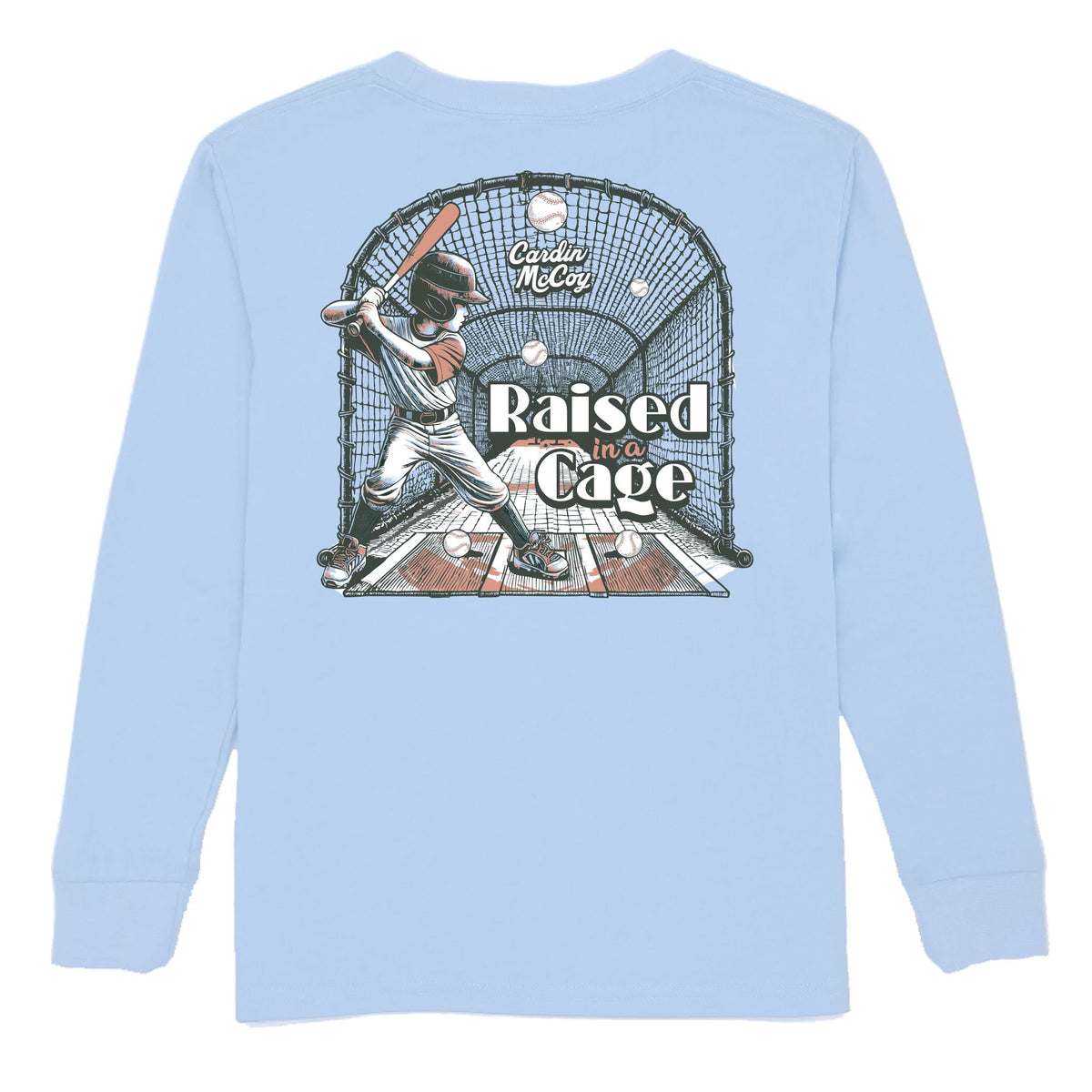 Kids' Raised in a Cage Long-Sleeve Tee Long Sleeve T-Shirt Cardin McCoy Light Blue XXS (2/3) Pocket