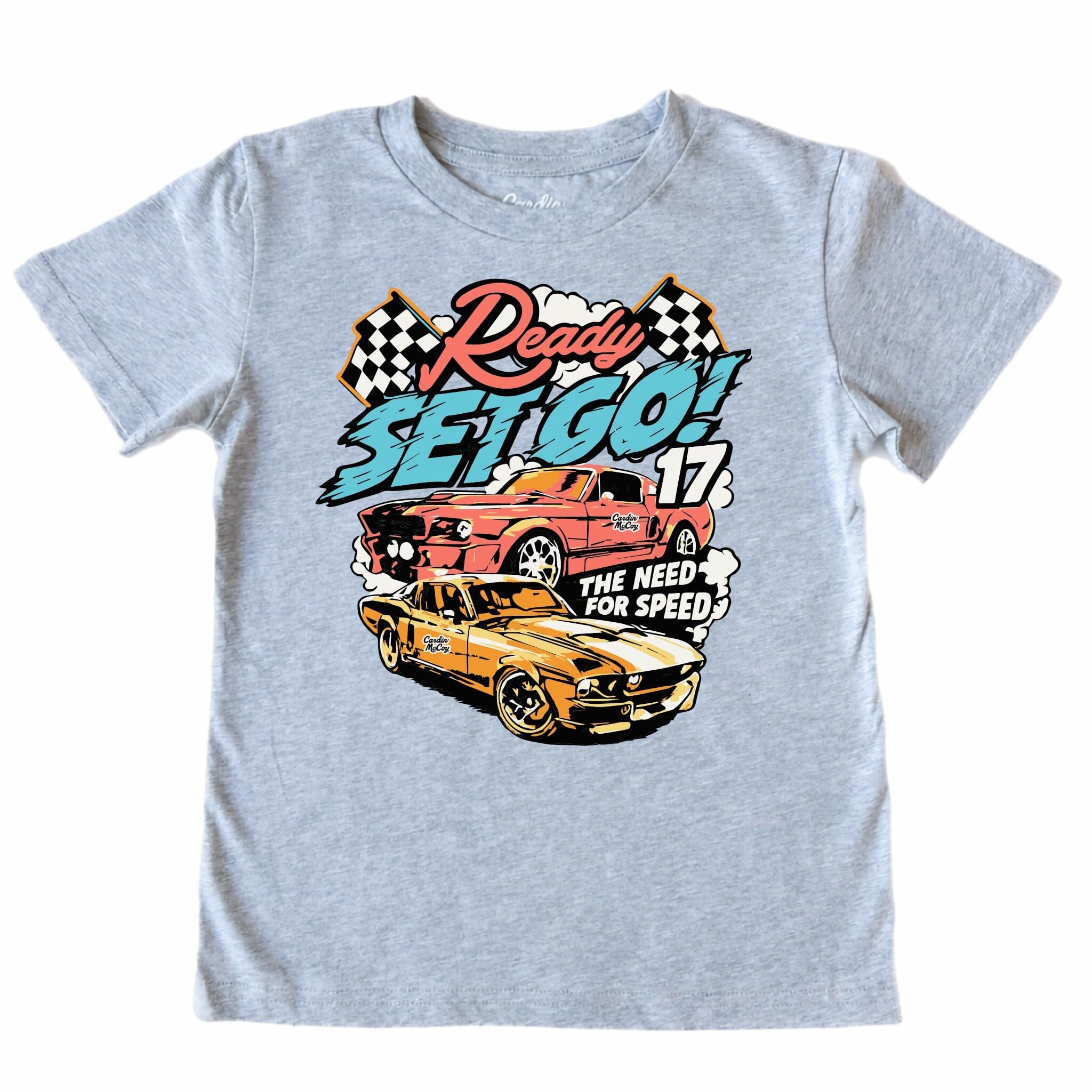 Kids' Ready Set Go Front Design Short-Sleeve Tee Short Sleeve T-Shirt Cardin McCoy Heather Gray XXS (2/3) Front