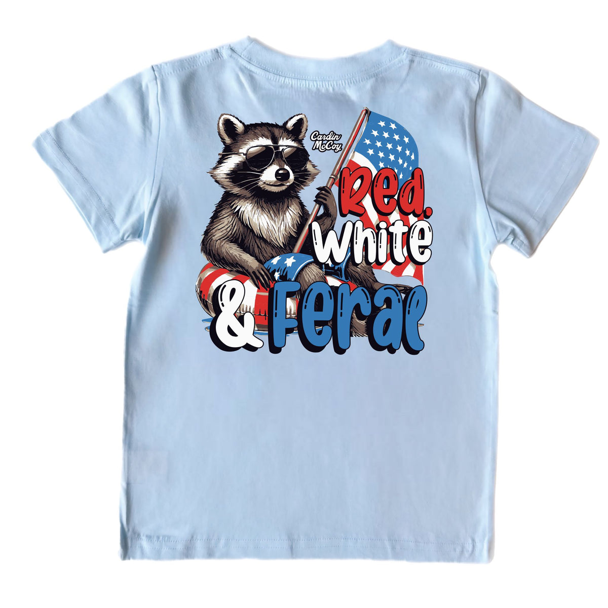 Kids' Red, White and Feral Short-Sleeve Tee Short Sleeve T-Shirt Cardin McCoy Cool Blue XXS (2/3) Pocket