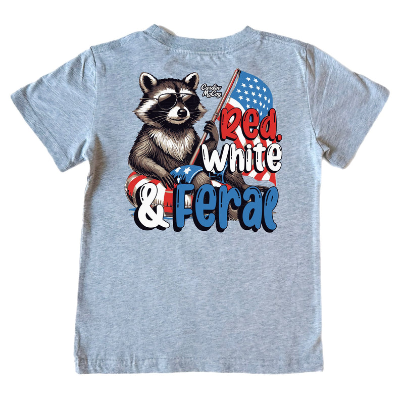 Kids' Red, White and Feral Short-Sleeve Tee Short Sleeve T-Shirt Cardin McCoy Heather Gray XXS (2/3) Pocket