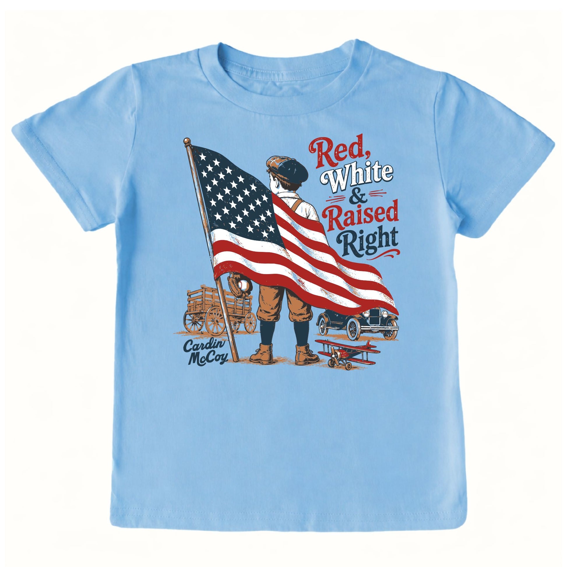 Kids' Red, White & Raised Right Front Design Short-Sleeve Tee Short Sleeve T-Shirt Cardin McCoy Light Blue XXS (2/3) Front