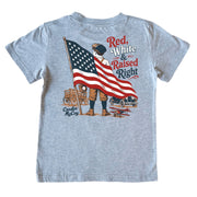 Kids' Red, White & Raised Right Short-Sleeve Tee Short Sleeve T-Shirt Cardin McCoy Heather Gray XXS (2/3) Pocket