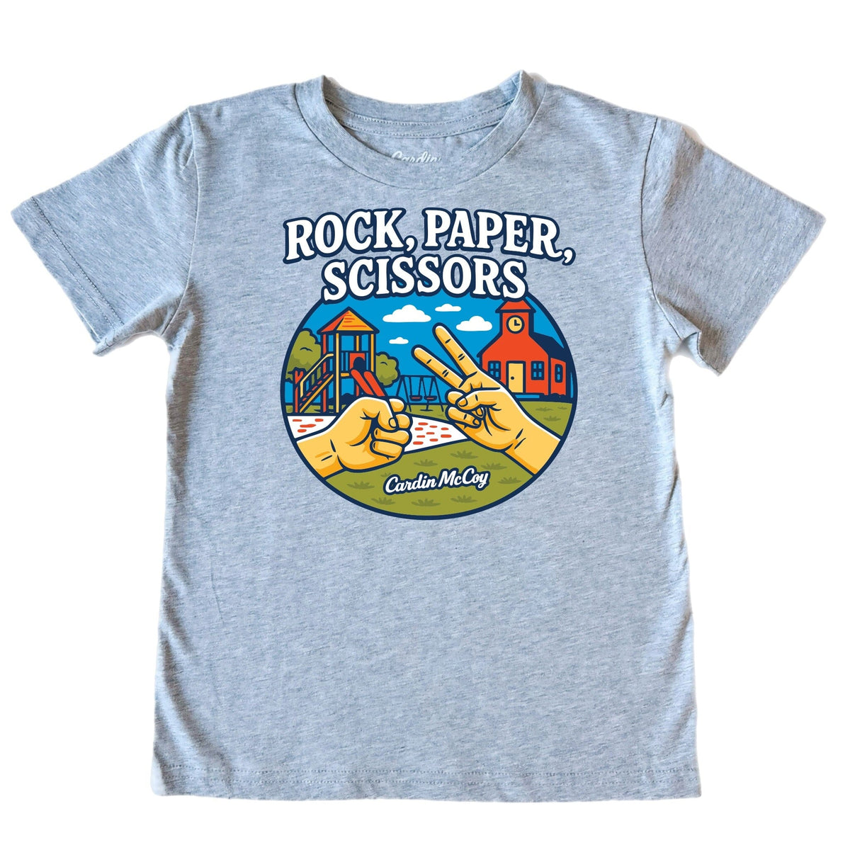 Kids' Rock, Paper, Scissors Front Short-Sleeve Tee Short Sleeve T-Shirt Cardin McCoy Heather Gray XXS (2/3) Front