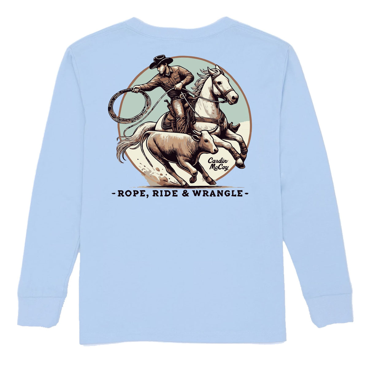 Kids' Rope, Riding and Wrangling Long-Sleeve Tee Long Sleeve T-Shirt Cardin McCoy Light Blue XXS (2/3) Pocket