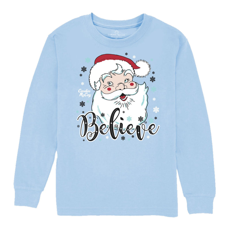 Kids' Santa Believe Front Long-Sleeve Tee Long Sleeve T-Shirt Cardin McCoy Light Blue XXS (2/3) 