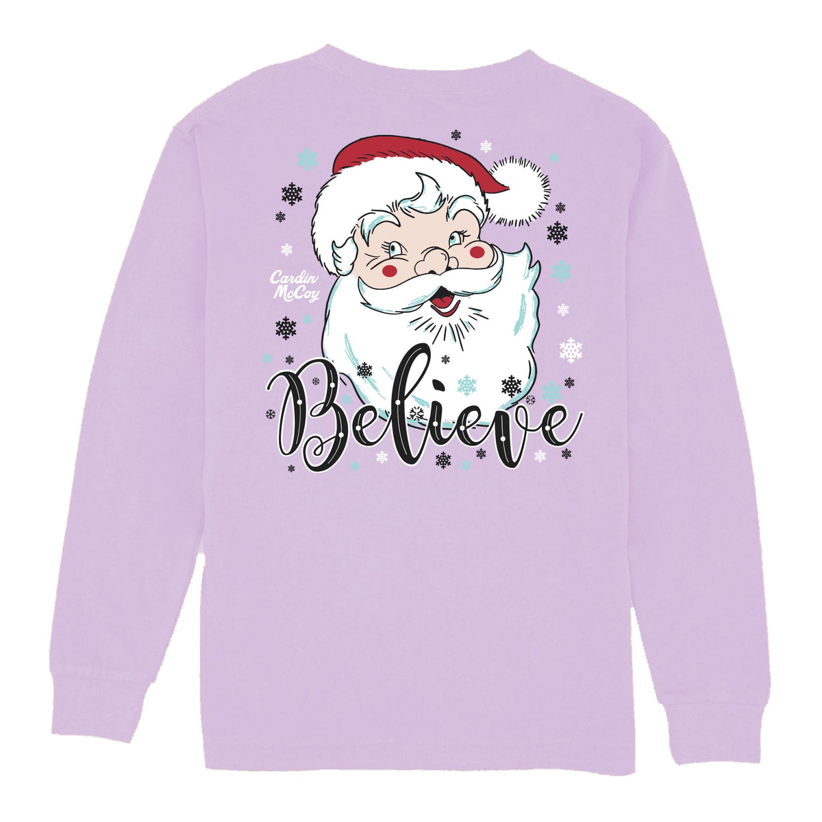 Kids' Santa Believe Long-Sleeve Tee Long Sleeve T-Shirt Cardin McCoy Lavender XXS (2/3) Pocket