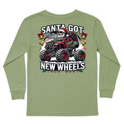Kids' Santa Got New Wheels Long-Sleeve Tee Long Sleeve T-Shirt Cardin McCoy Light Olive XXS (2/3) Pocket