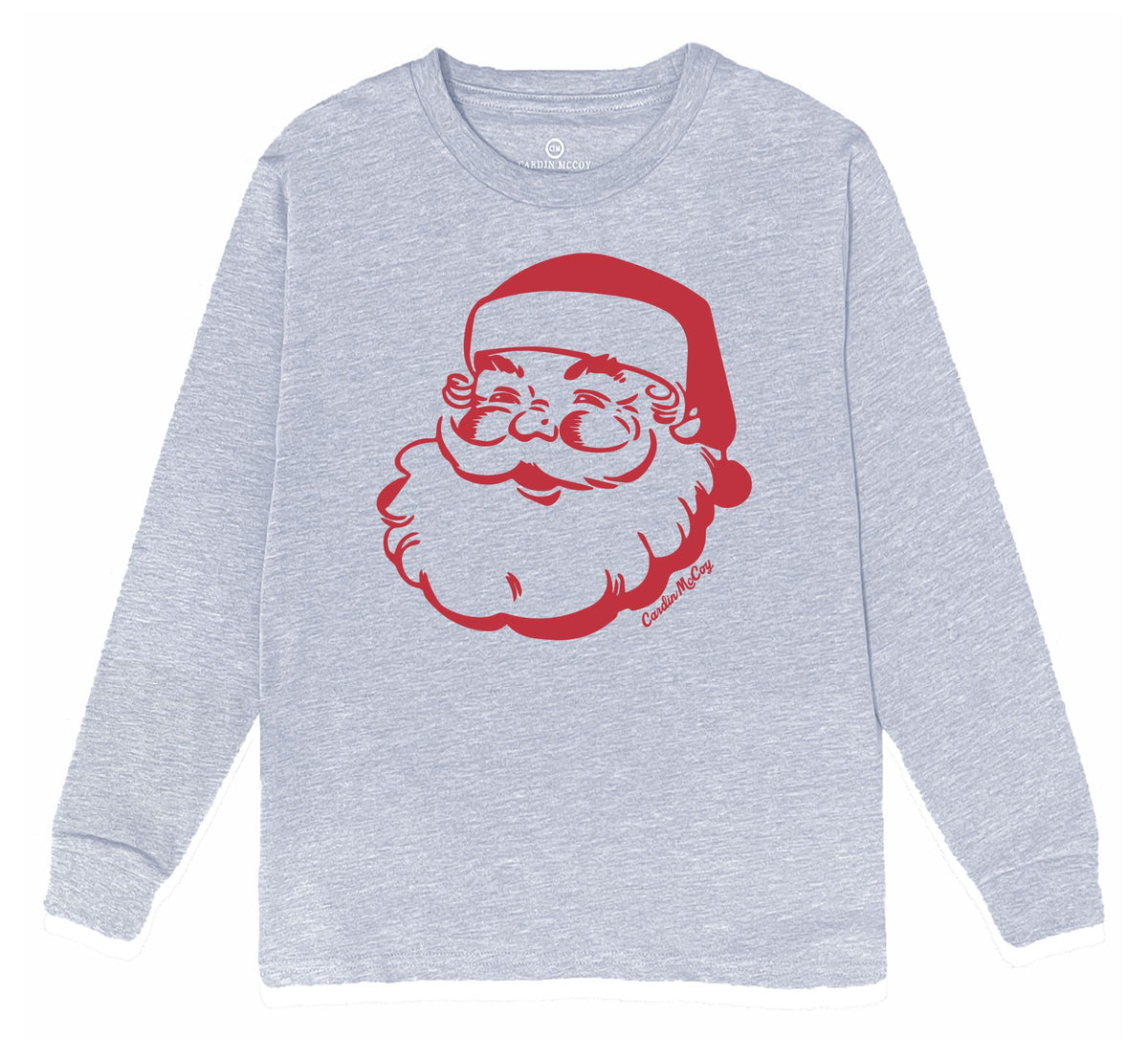 Kids' Santa Sketch Front Long-Sleeve Tee Long Sleeve T-Shirt Cardin McCoy Heather Gray XXS (2/3) No Pocket