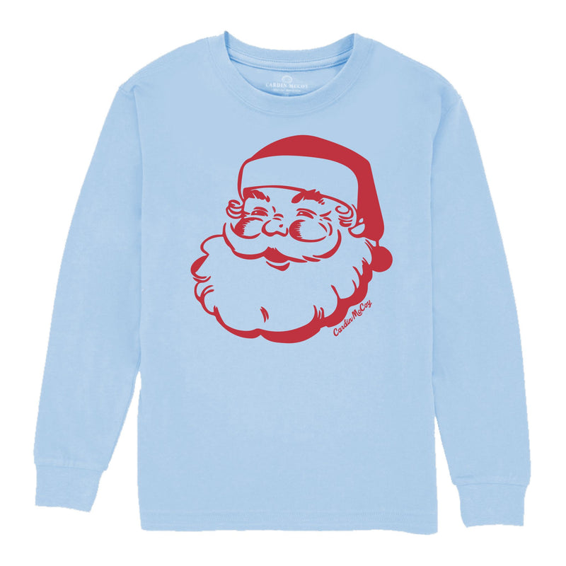 Kids' Santa Sketch Front Long-Sleeve Tee Long Sleeve T-Shirt Cardin McCoy Light Blue XXS (2/3) No Pocket