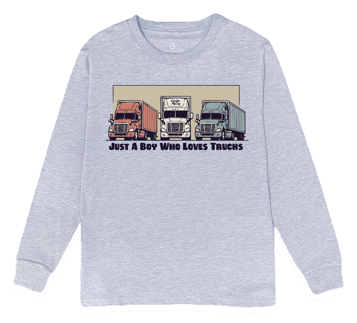 Kids' Semi Trucks Front Long-Sleeve Tee Long Sleeve T-Shirt Cardin McCoy Heather Gray XXS (2/3) 