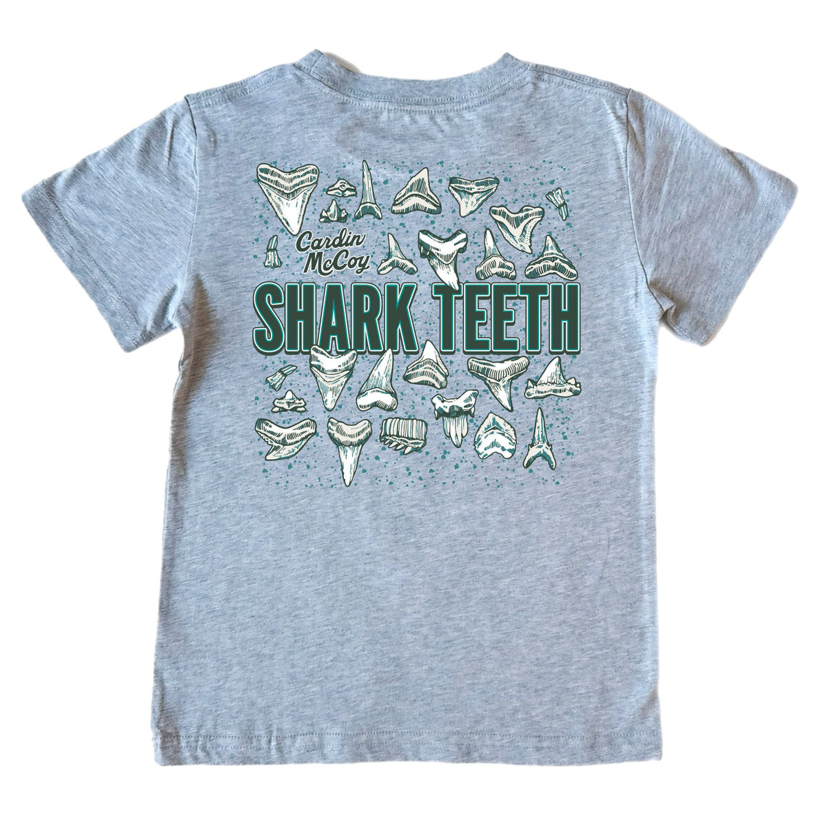 Kids' Shark Teeth Short-Sleeve Tee Short Sleeve T-Shirt Cardin McCoy Heather Gray XXS (2/3) Pocket