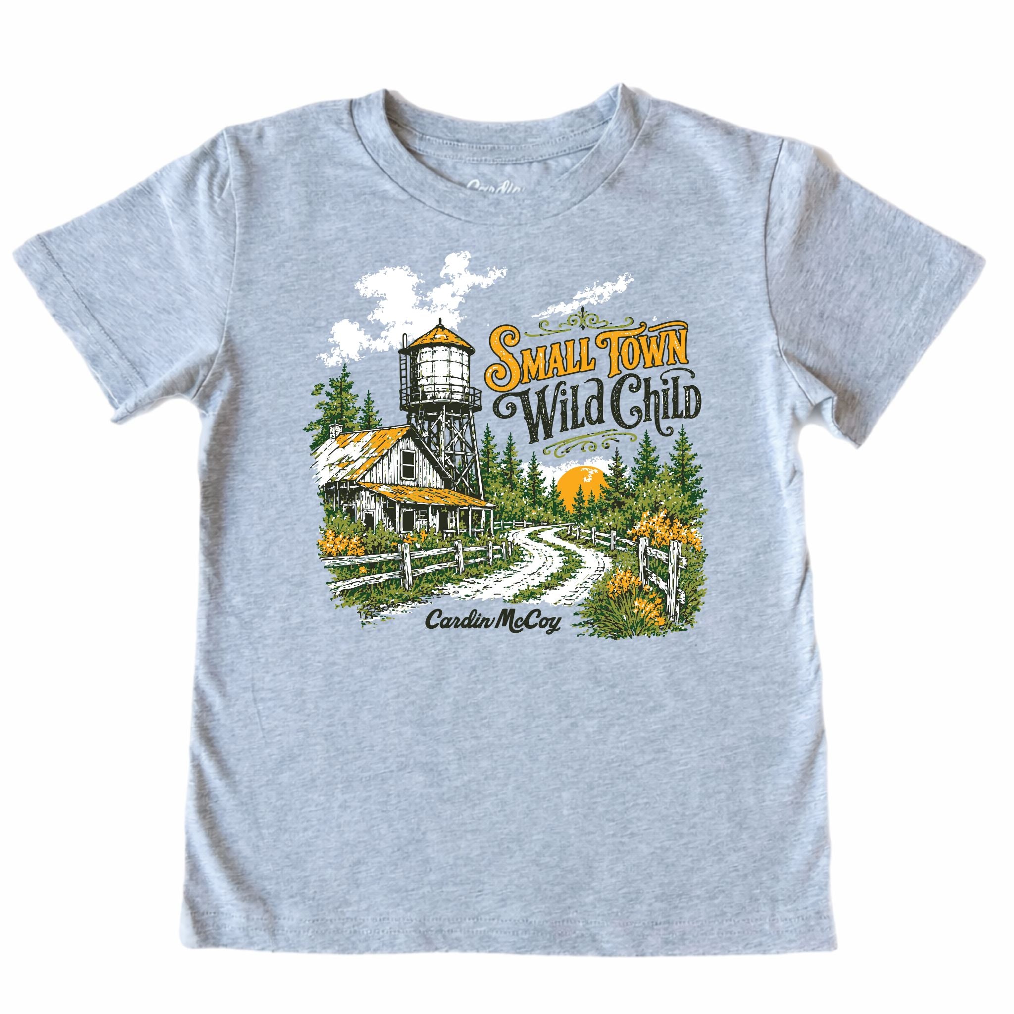 Kids' Small Town Wild Child Front Design Short-Sleeve Tee Short Sleeve T-Shirt Cardin McCoy Heather Gray XXS (2/3) Front