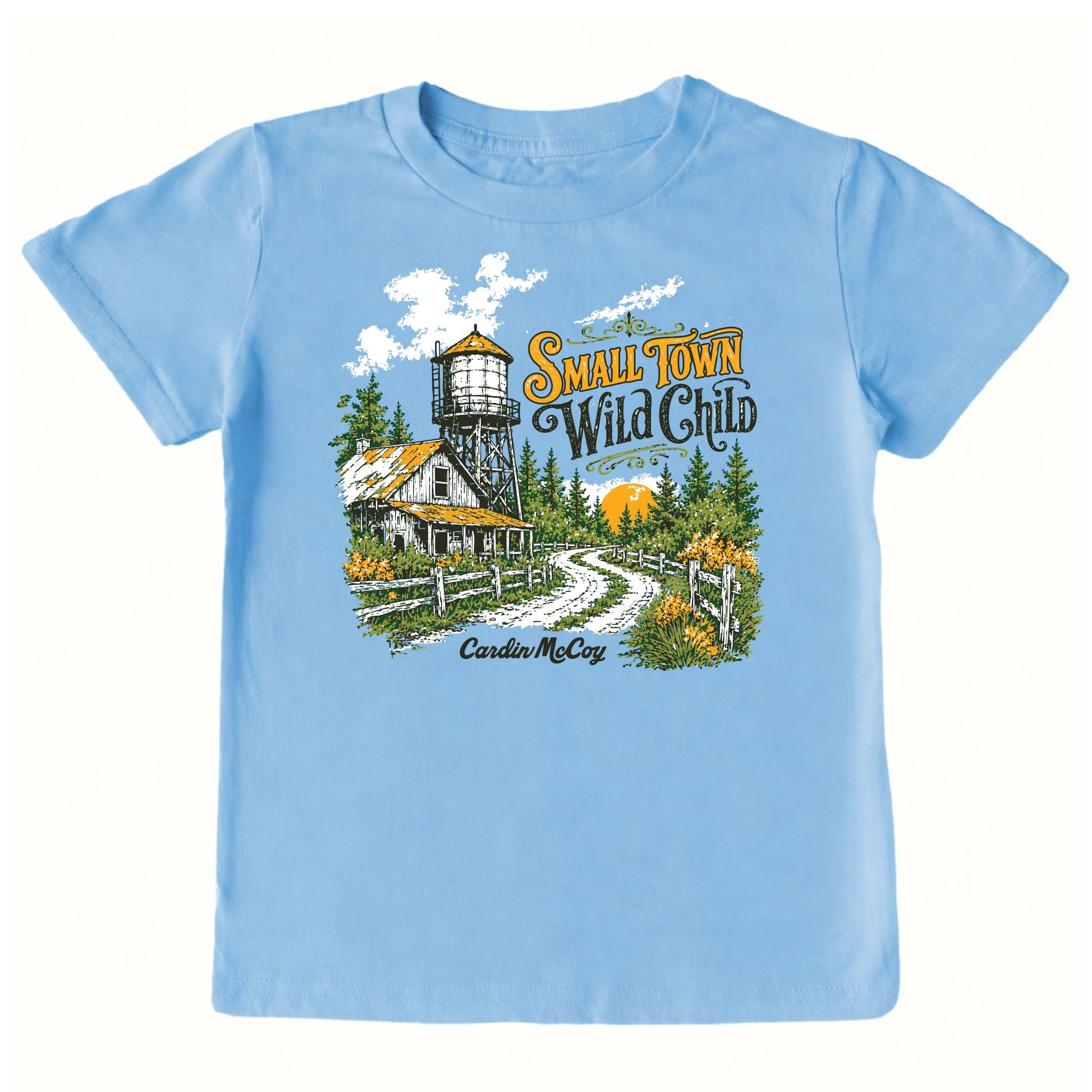 Kids' Small Town Wild Child Front Design Short-Sleeve Tee Short Sleeve T-Shirt Cardin McCoy Light Blue XXS (2/3) Front