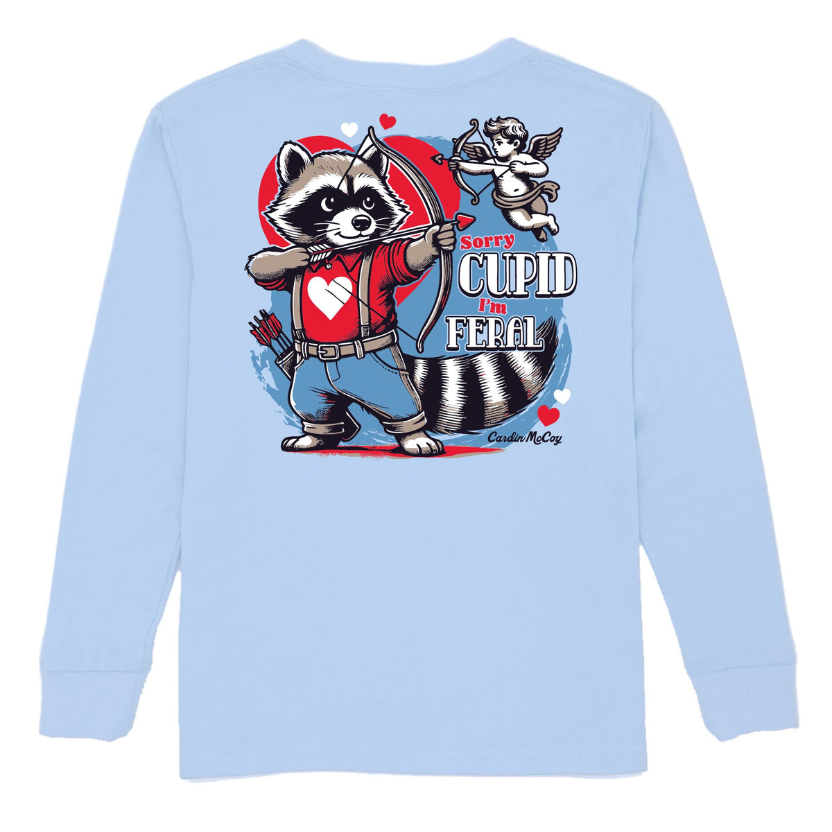 Kids' Sorry Cupid I'm Feral Long-Sleeve Tee Long Sleeve T-Shirt Cardin McCoy Light Blue XXS (2/3) Pocket