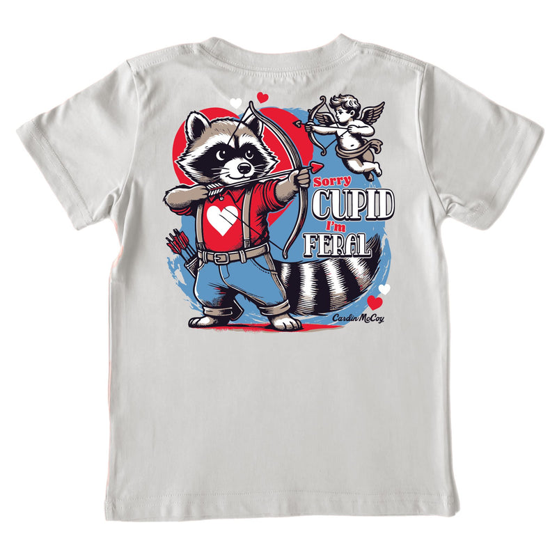 Kids' Sorry Cupid I'm Feral Short-Sleeve Tee Short Sleeve T-Shirt Cardin McCoy Ice Gray XXS (2/3) Pocket