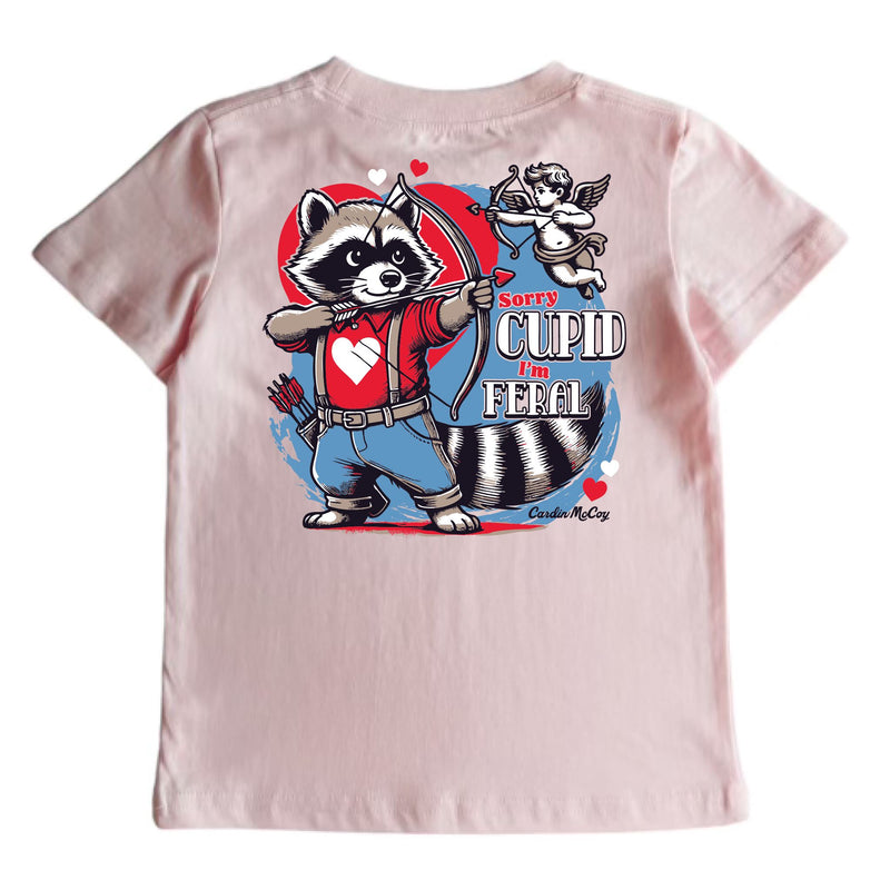 Kids' Sorry Cupid I'm Feral Short-Sleeve Tee Short Sleeve T-Shirt Cardin McCoy Light Pink XXS (2/3) Pocket