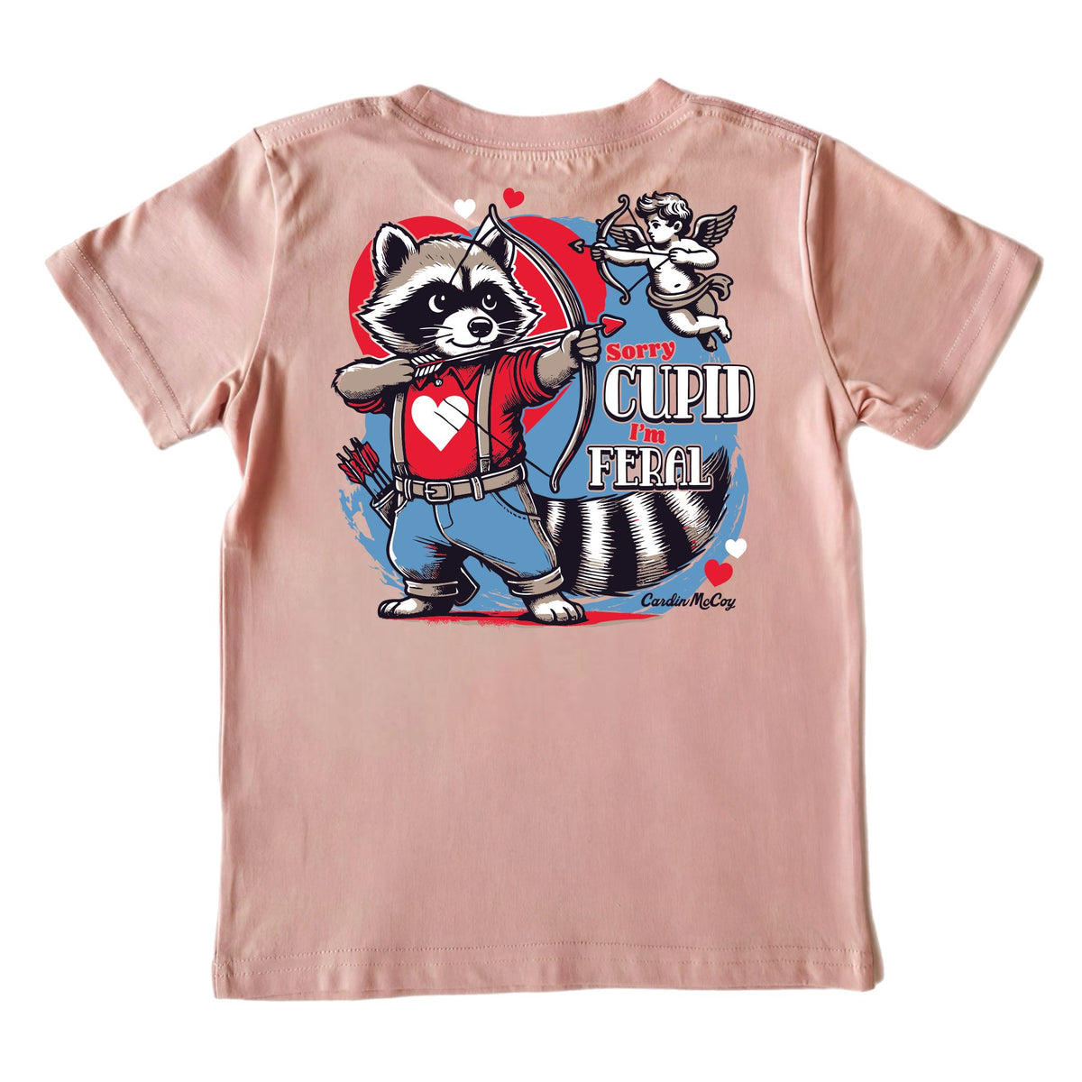 Kids' Sorry Cupid I'm Feral Short-Sleeve Tee Short Sleeve T-Shirt Cardin McCoy Rose Tan XXS (2/3) Pocket