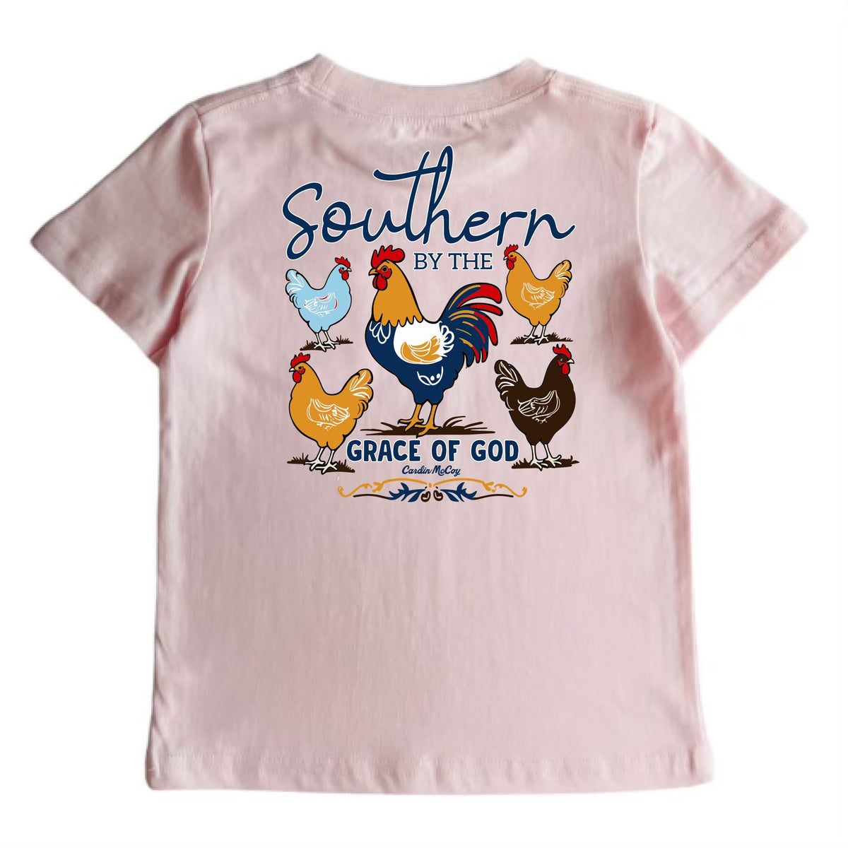 Kids' Southern By The Grace Chickens Short-Sleeve Tee Short Sleeve T-Shirt Cardin McCoy Light Pink XXS (2/3) Pocket