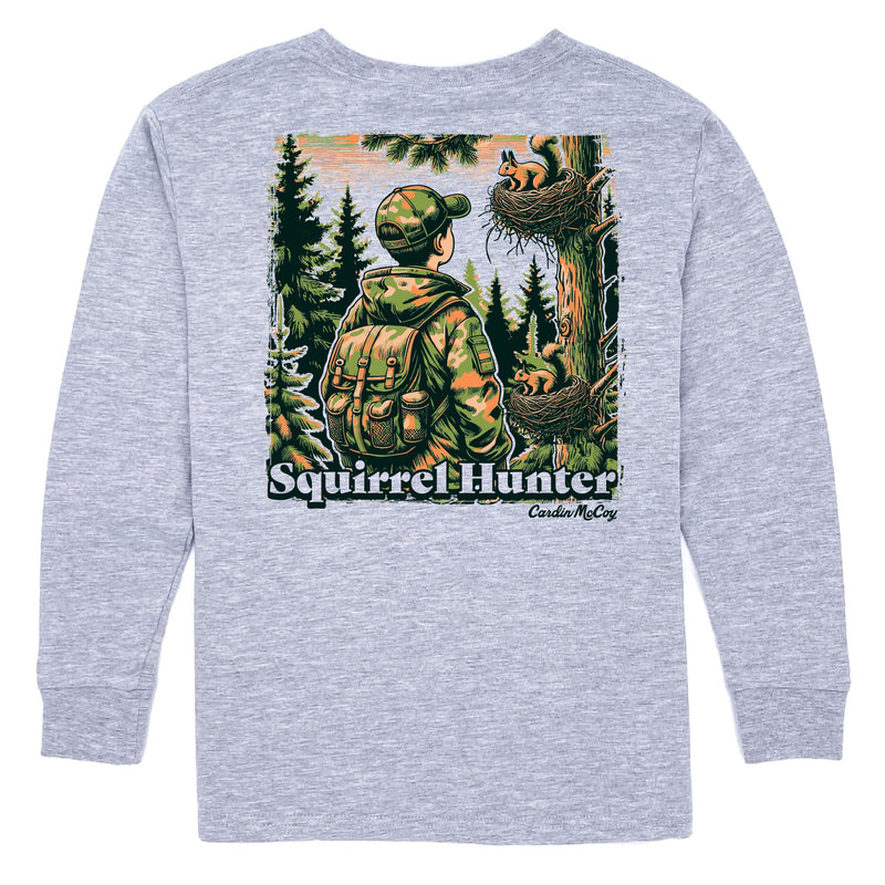 Kids' Squirrel Hunter Long-Sleeve Tee Long Sleeve T-Shirt Cardin McCoy Heather Gray XXS (2/3) Pocket