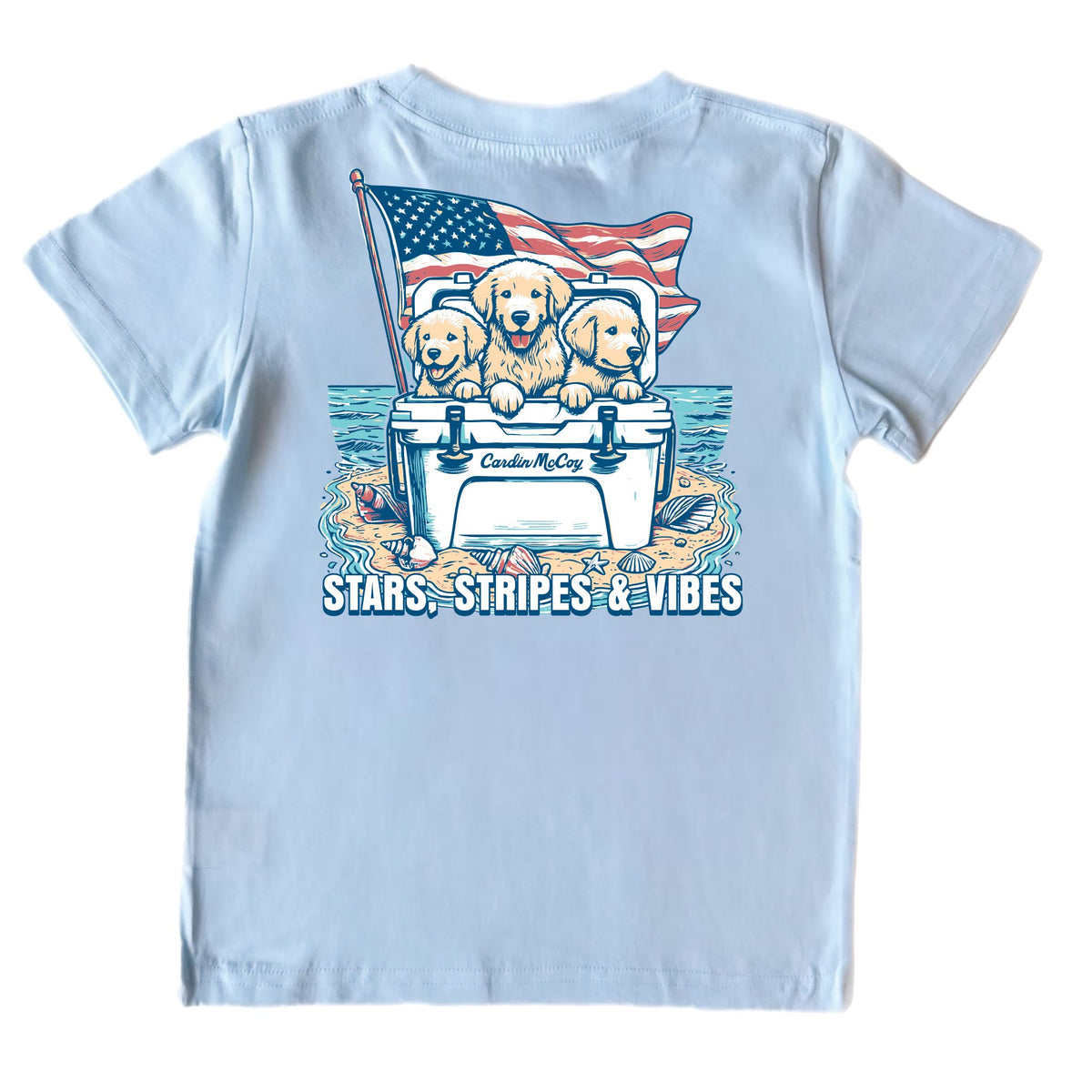 Kids' Stars, Stripes and Vibes Short-Sleeve Tee Short Sleeve T-Shirt Cardin McCoy Cool Blue XXS (2/3) Pocket