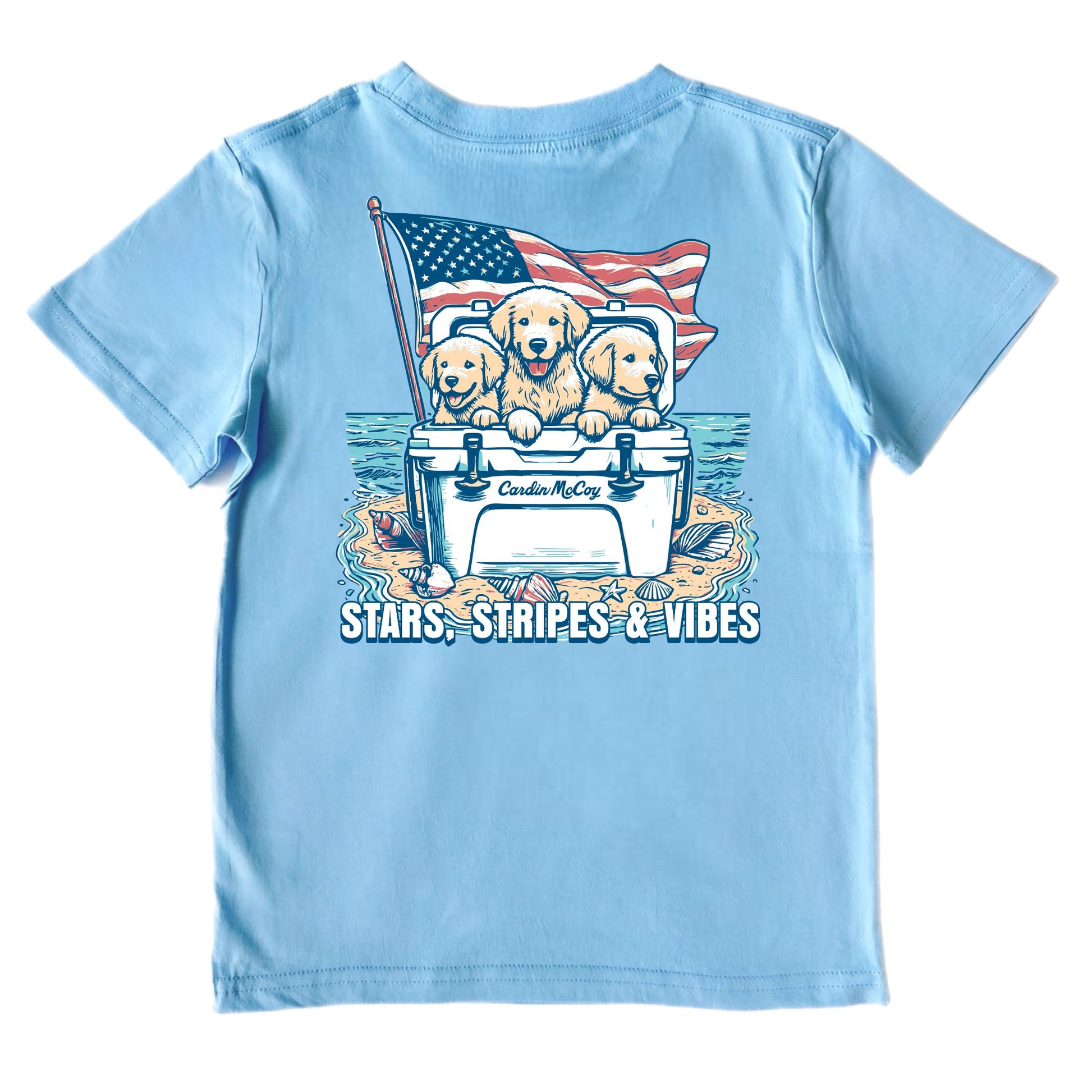 Kids' Stars, Stripes and Vibes Short-Sleeve Tee Short Sleeve T-Shirt Cardin McCoy Light Blue XXS (2/3) Pocket