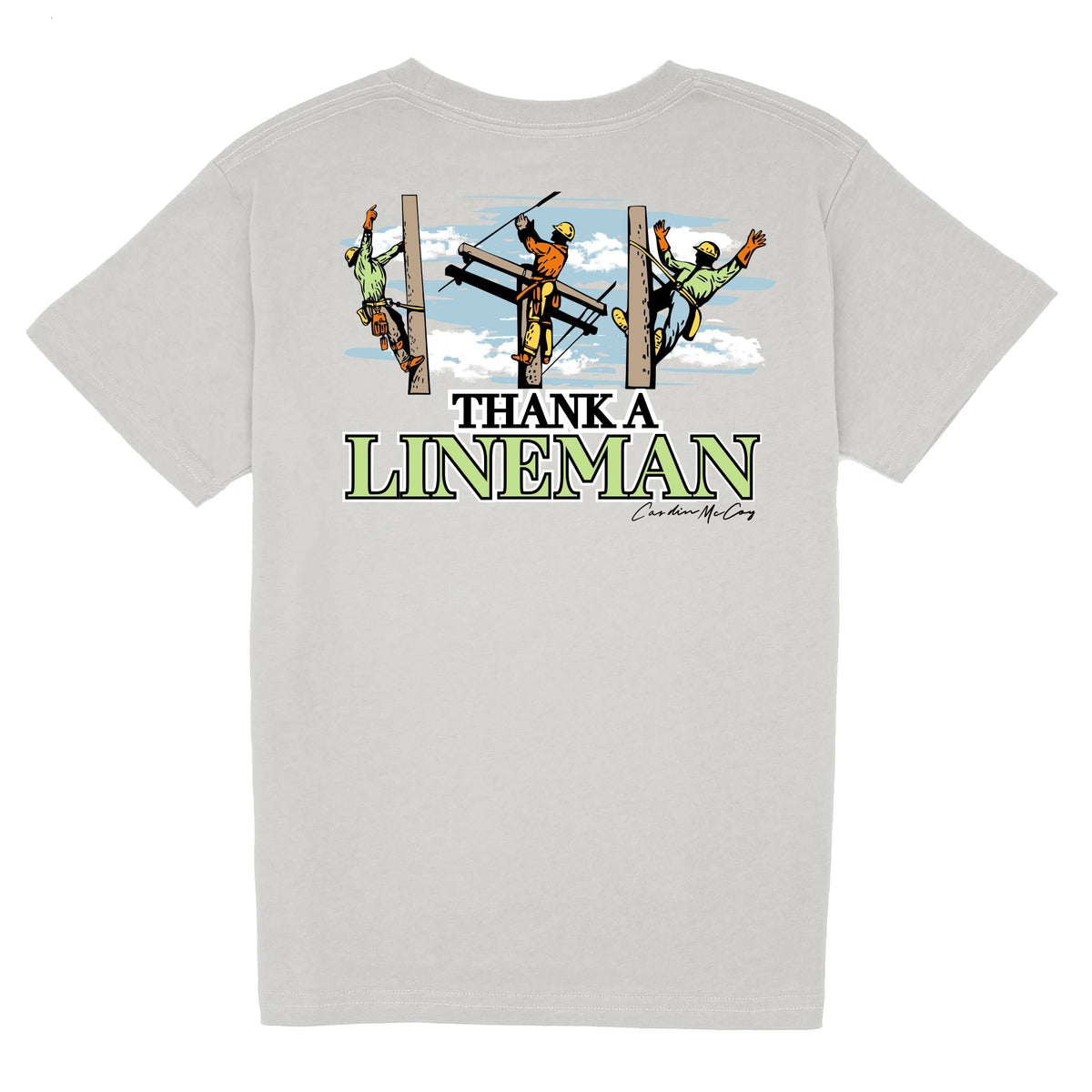 Kids' Thank a Lineman Short Sleeve Pocket Tee Short Sleeve T-Shirt Cardin McCoy Ice Gray XXS (2/3) 