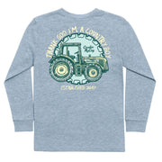 Kids' Thank God Im A Country Boy Long-Sleeve Tee Long Sleeve T-Shirt Cardin McCoy Heather Gray XXS (2/3) Pocket