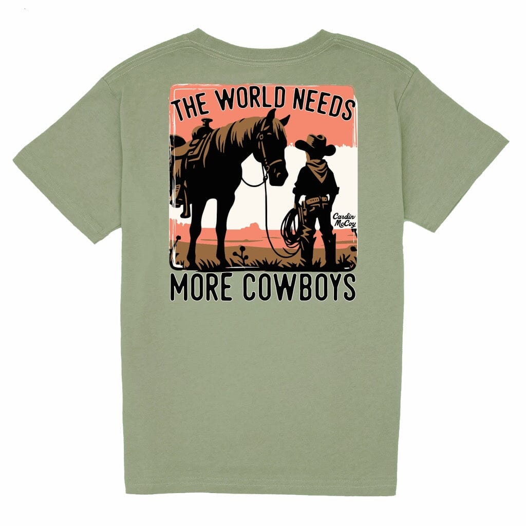 Kids' The World Needs More Cowboys Short Sleeve Pocket Tee Short Sleeve T-Shirt Cardin McCoy Light Olive XXS (2/3) Pocket