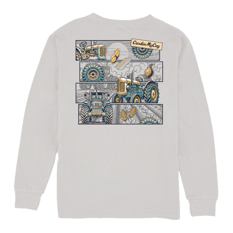 Kids' Tractor Grid Long-Sleeve Tee Long Sleeve T-Shirt Cardin McCoy Ice Gray XXS (2/3) Pocket