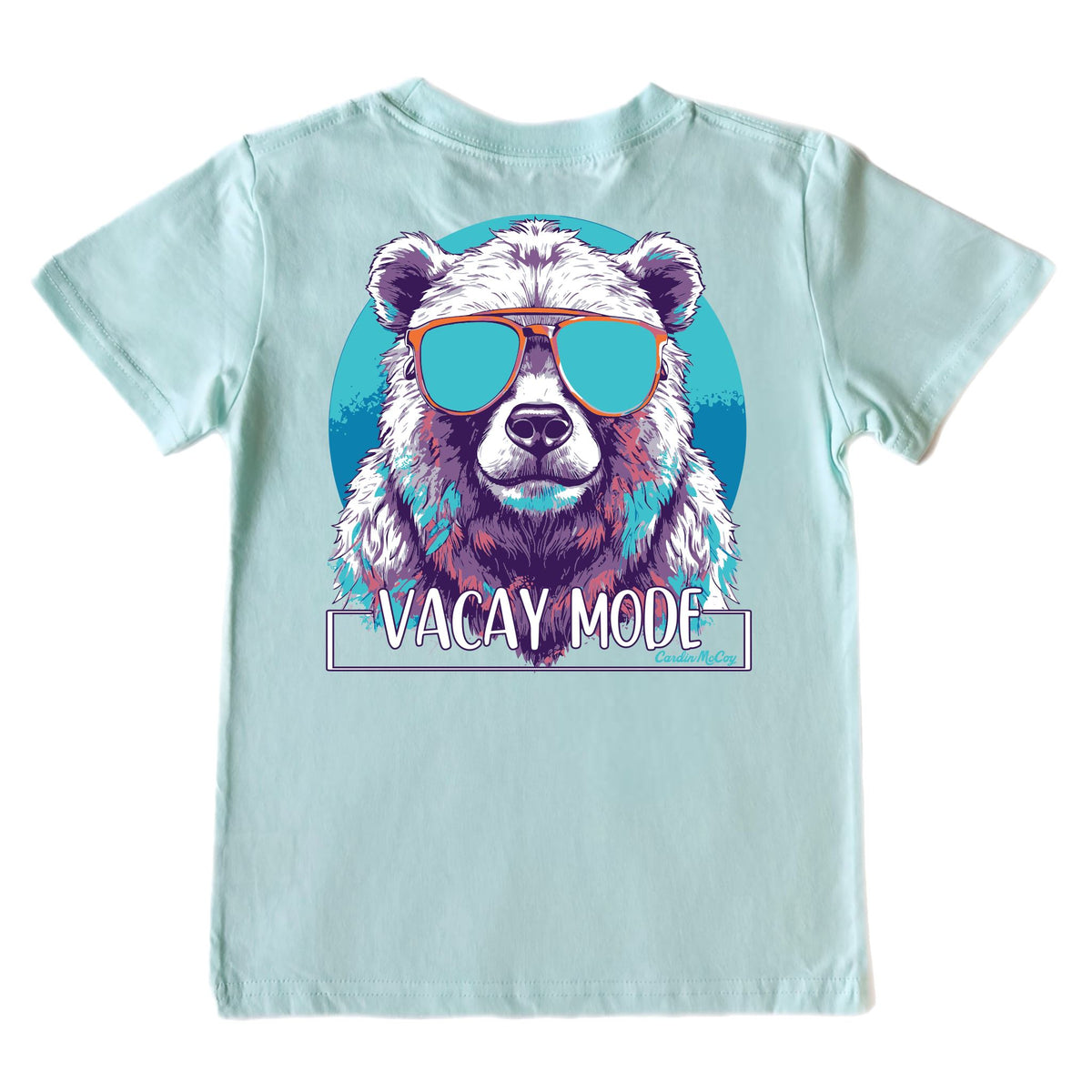 Kids' Vacay Mode Bear Short-Sleeve Tee Short Sleeve T-Shirt Cardin McCoy Blue Mint XXS (2/3) Pocket