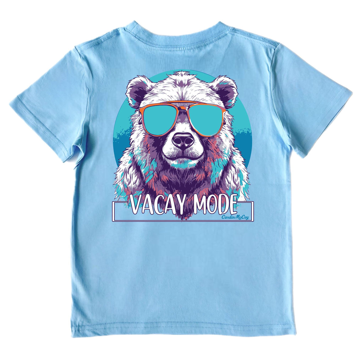 Kids' Vacay Mode Bear Short-Sleeve Tee Short Sleeve T-Shirt Cardin McCoy Light Blue XXS (2/3) No Pocket