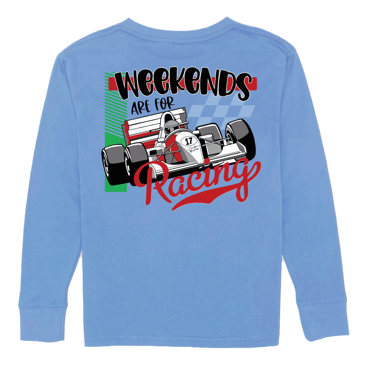 Kids' Weekends Are For Racing Long Sleeve Pocket Tee Long Sleeve T-Shirt Cardin McCoy Carolina Blue XXS (2/3) 