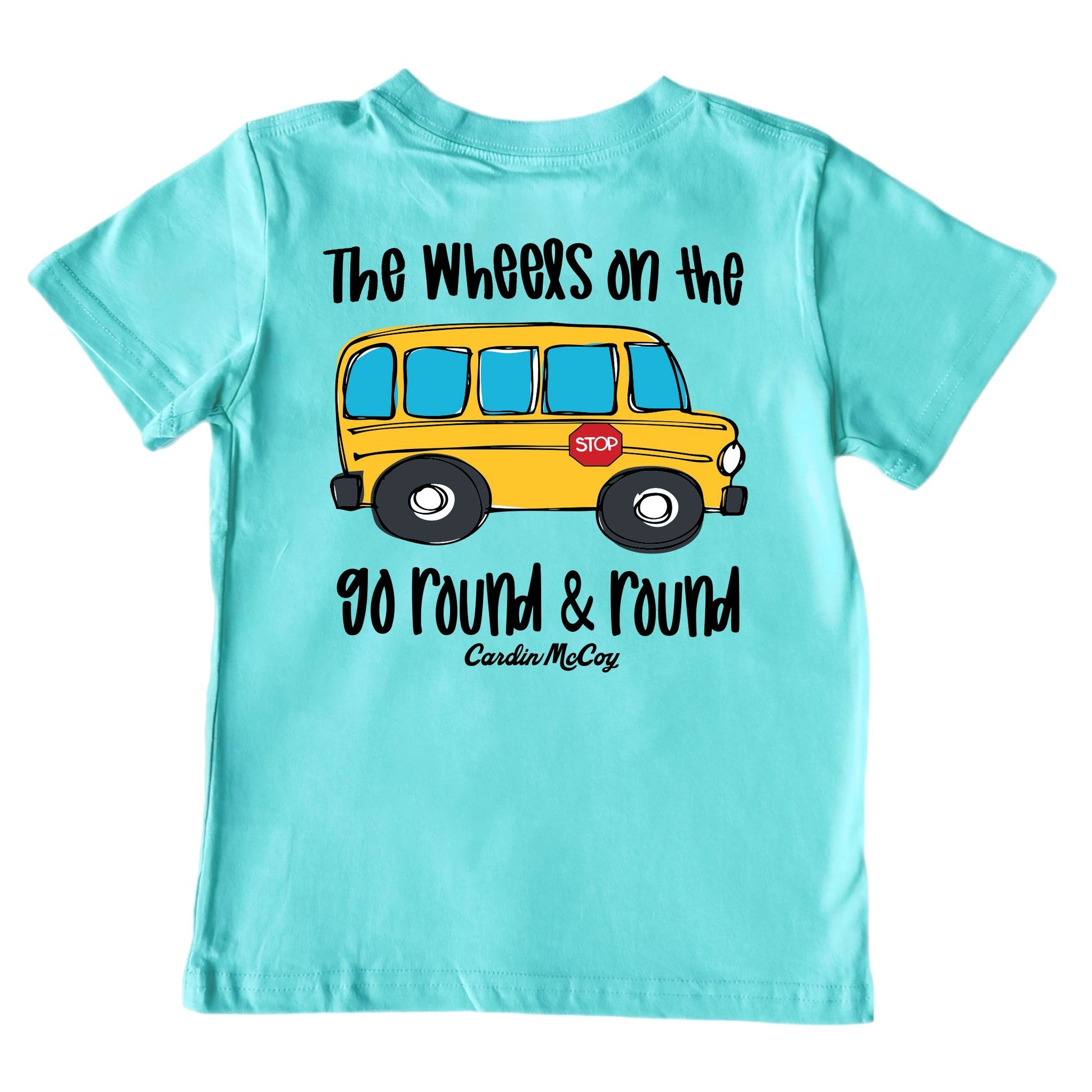 Kids' Wheels On The Bus Short-Sleeve Tee Short Sleeve T-Shirt Cardin McCoy Teal XXS (2/3) Pocket