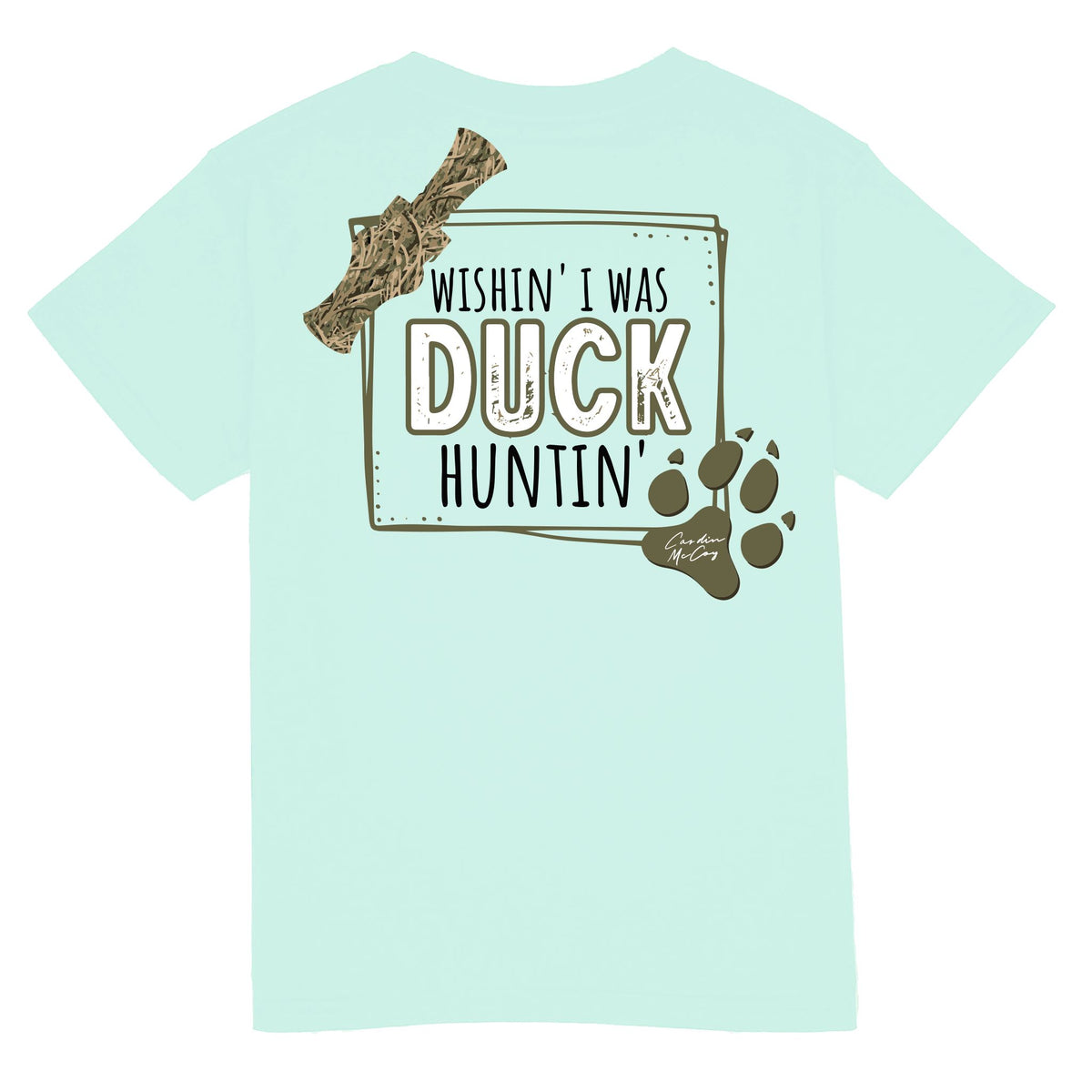 Kids' Wishin' I Was Duck Huntin' Short Sleeve Tee Short Sleeve T-Shirt Cardin McCoy Blue Mint XXS (2/3) 