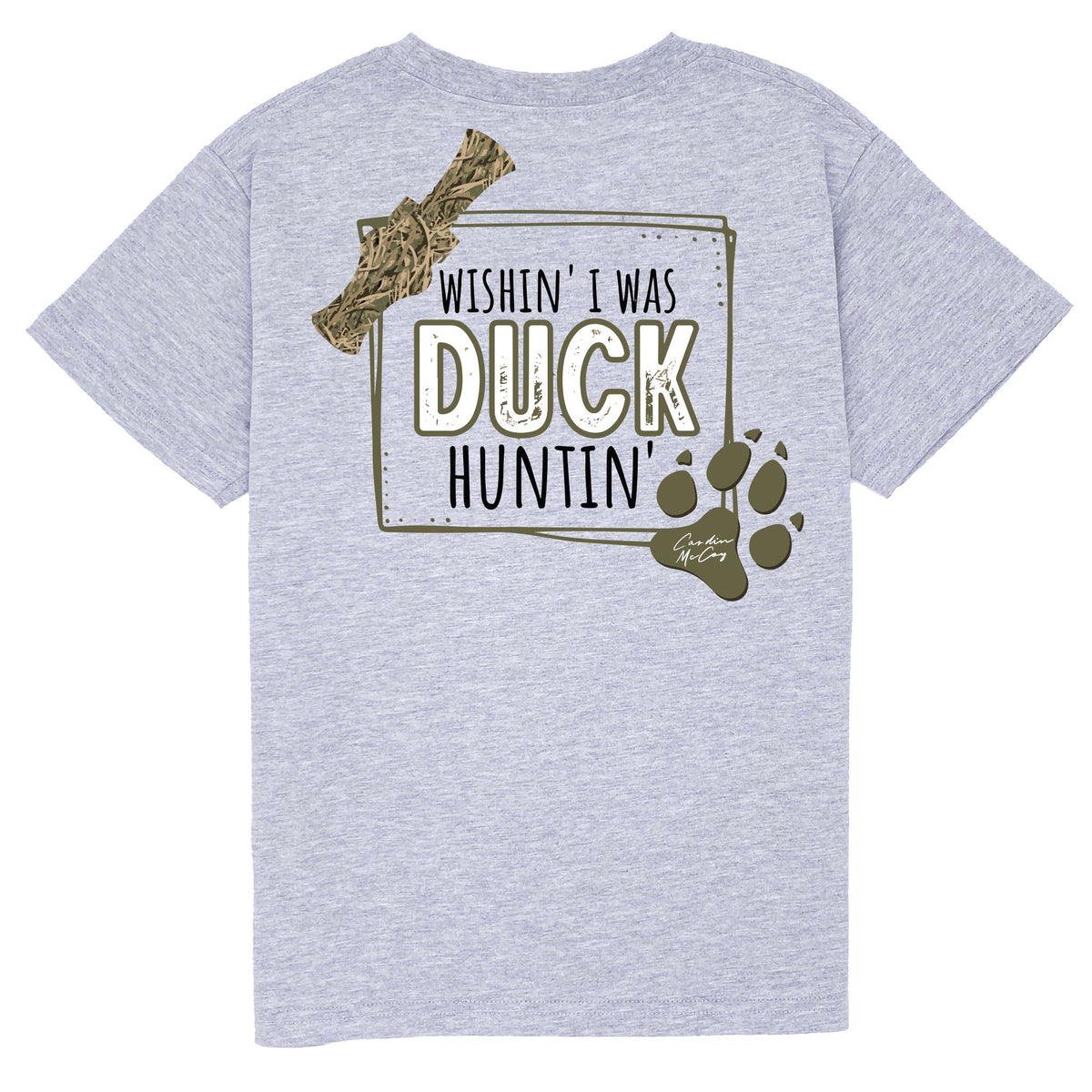 Kids' Wishin' I Was Duck Huntin' Short Sleeve Tee Short Sleeve T-Shirt Cardin McCoy Heather Gray No Pocket XXS (2/3) 